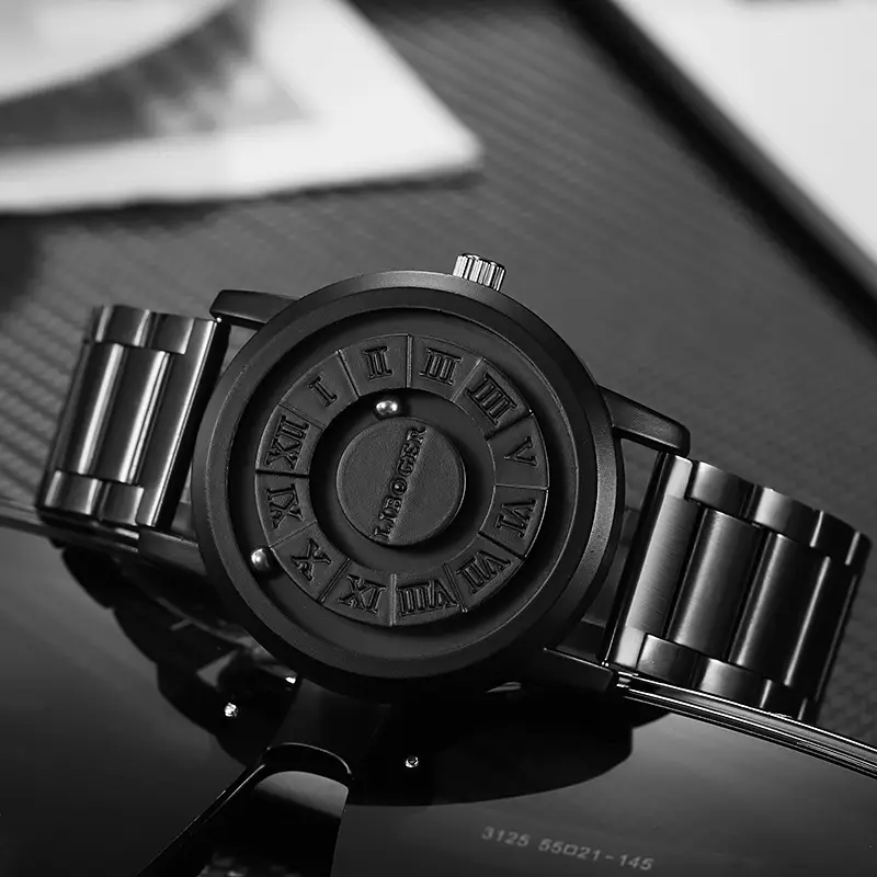 Magnetic Ball Men's Personalized Creative Watch Trendy Black Technology Cool Concept Frameless Design Wholesale Wristwatch - Image 4