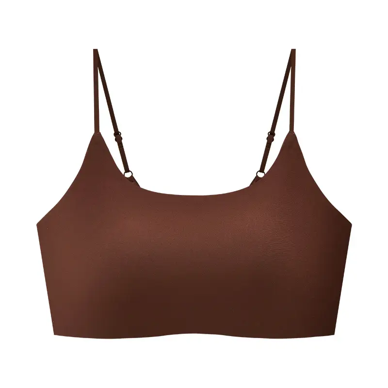Seamless Bra with Fixed Cups, Foundation Color Series, High School Girls' Underwear, Seamless Beauty Back Design, White T-Shirt Style, Non-Transparent, Versatile