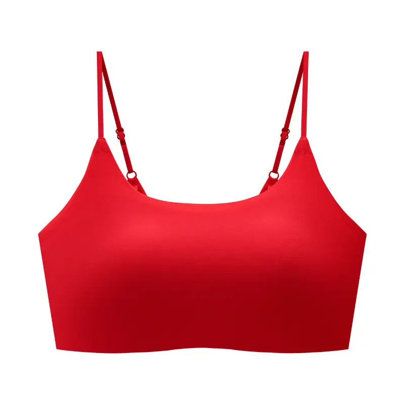 Seamless Bra with Fixed Cups, Foundation Color Series, High School Girls' Underwear, Seamless Beauty Back Design, White T-Shirt Style, Non-Transparent, Versatile