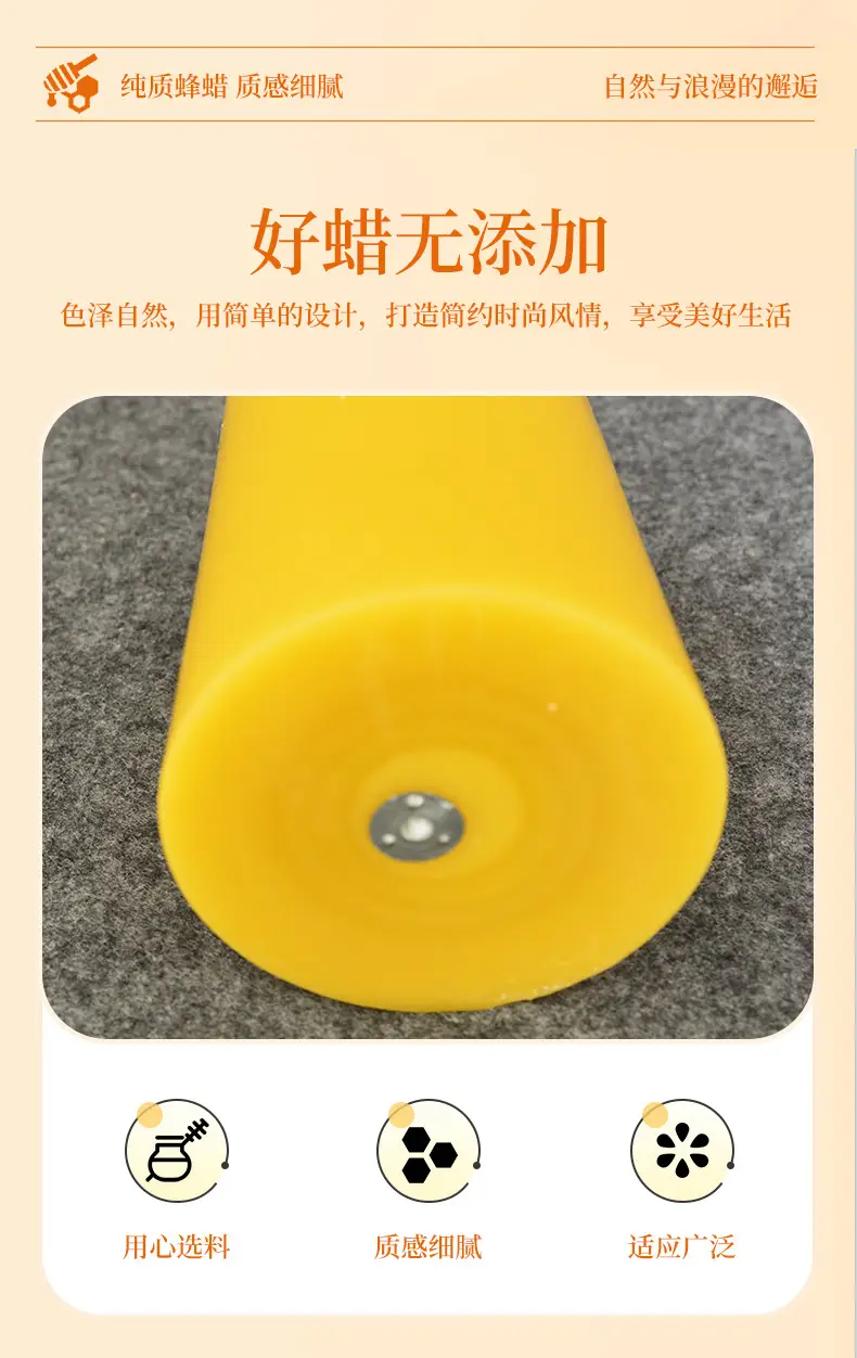 Beeswax Cylindrical Cross-Border Church-Style European Prayer Lighting Candles Temple Yoga Manufacturer Wholesale Natural Beeswax — feature 5