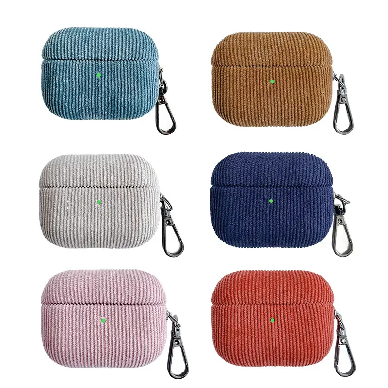 Suitable for Airpods4 Wireless Bluetooth Corduroy Protective Case AirPods Pro3 Solid Color Buckle Protective Case — feature 4