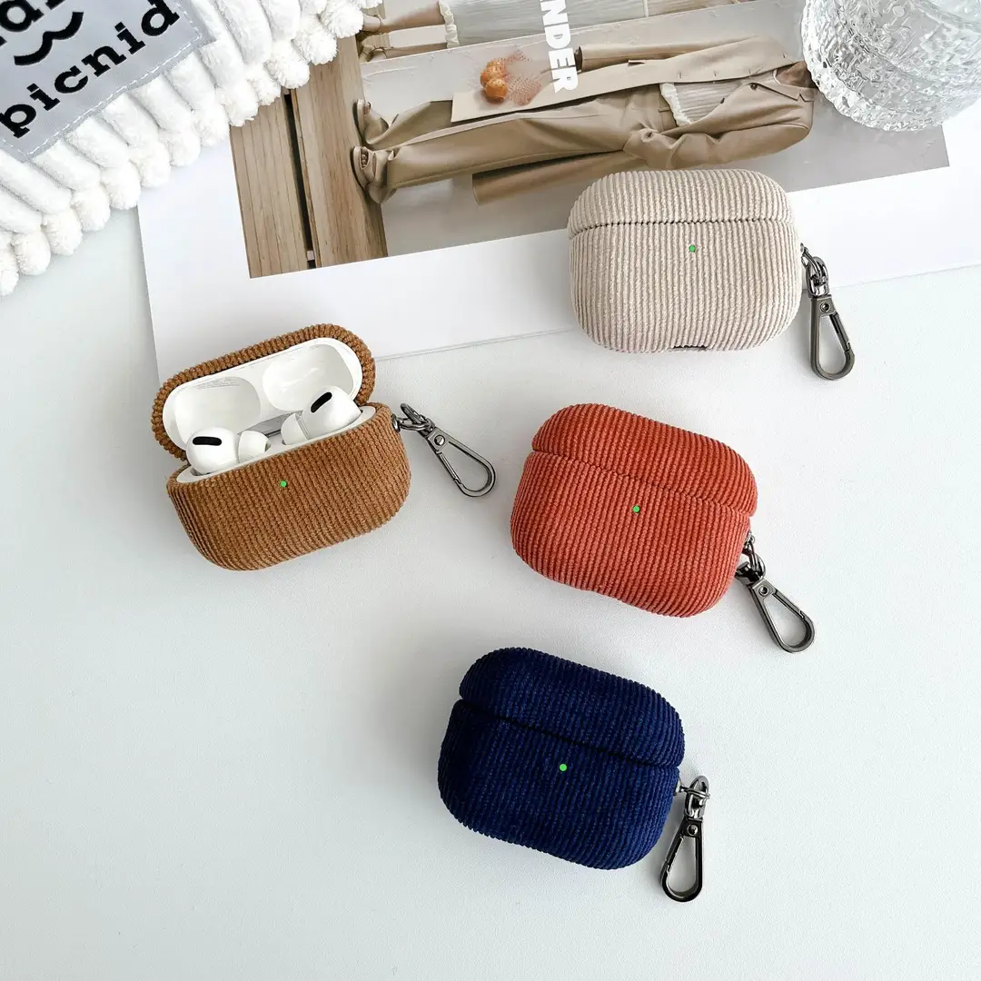 Suitable for Airpods4 Wireless Bluetooth Corduroy Protective Case AirPods Pro3 Solid Color Buckle Protective Case — feature 6