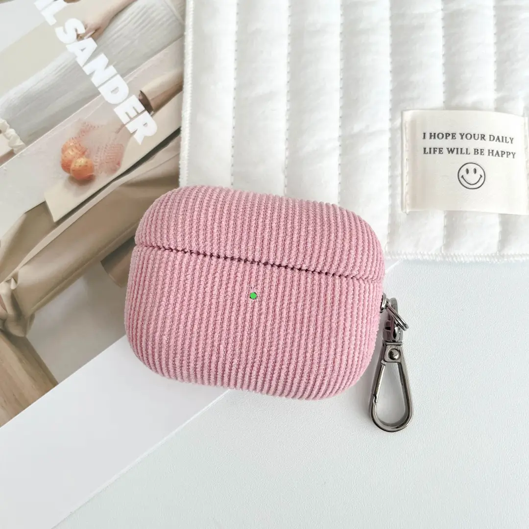 Suitable for Airpods4 Wireless Bluetooth Corduroy Protective Case AirPods Pro3 Solid Color Buckle Protective Case — feature 9