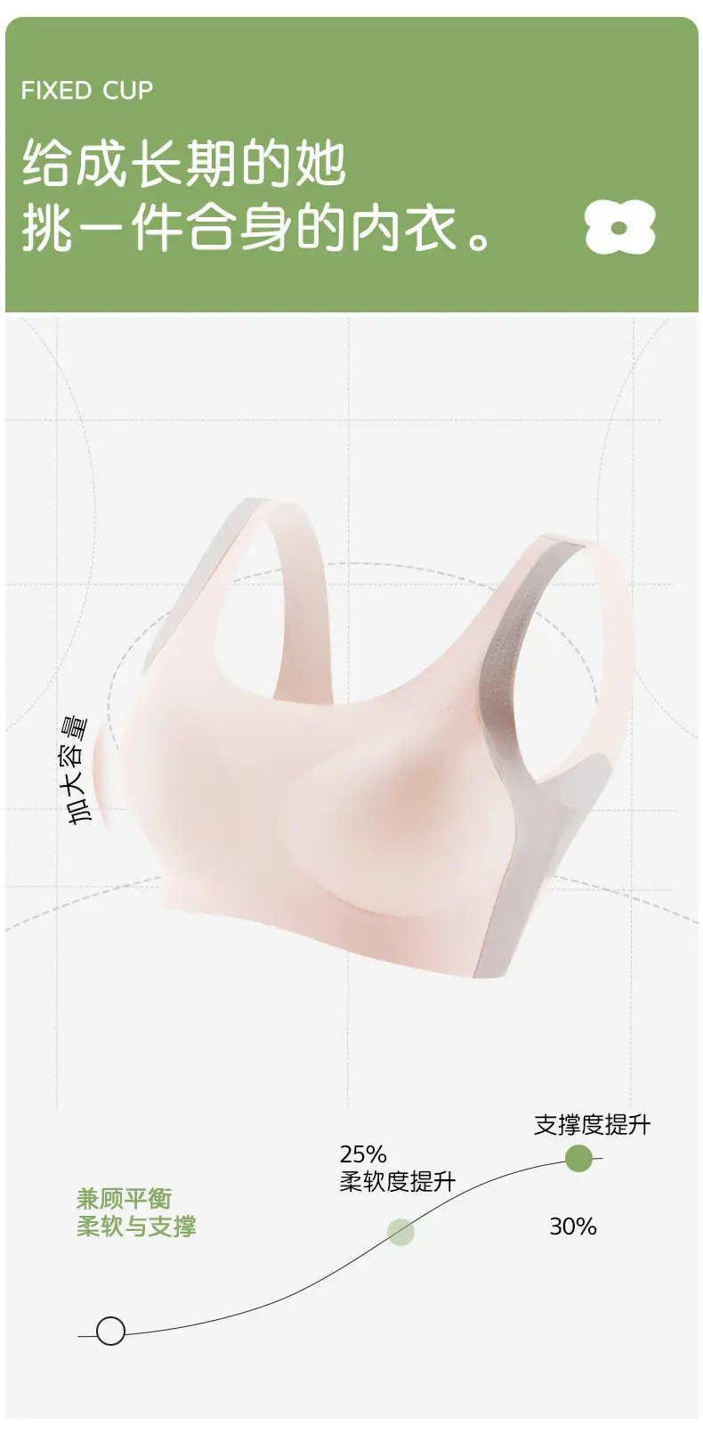 Developmental Period Girls' Underwear with Fixed Cups, Sports Shock-Proof and Anti-Hunchback Vest Bra for Middle and High School Students in Stage Two and Three — feature 6
