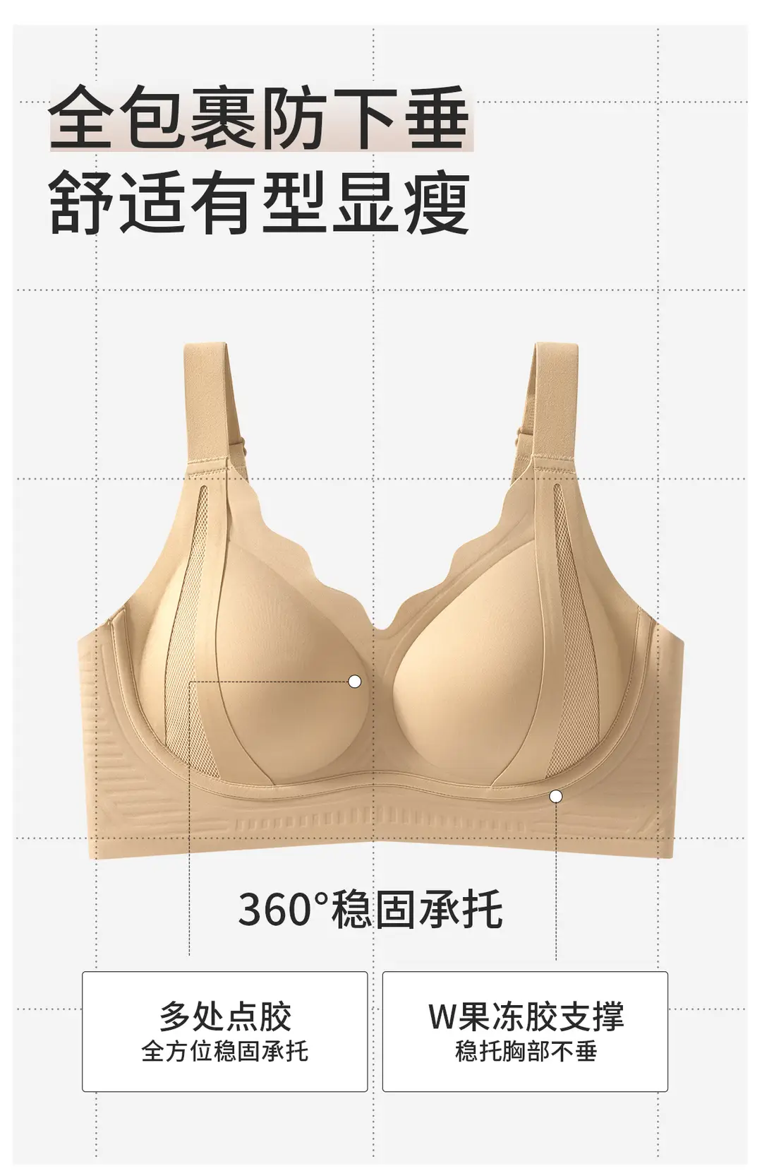 Jelly Soft Support Large Size Seamless Bra for Women with Big Busts, Minimizing Appearance, Gathering Side Breasts, Anti-Sagging, Wireless Bra — feature 8