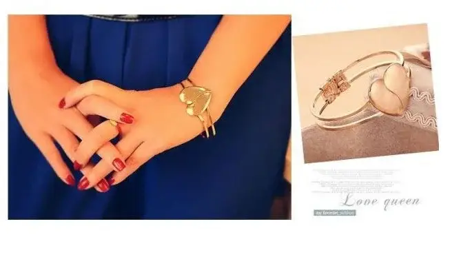 Gold Heart-Shaped Double Heart Bracelet for Women — feature 11