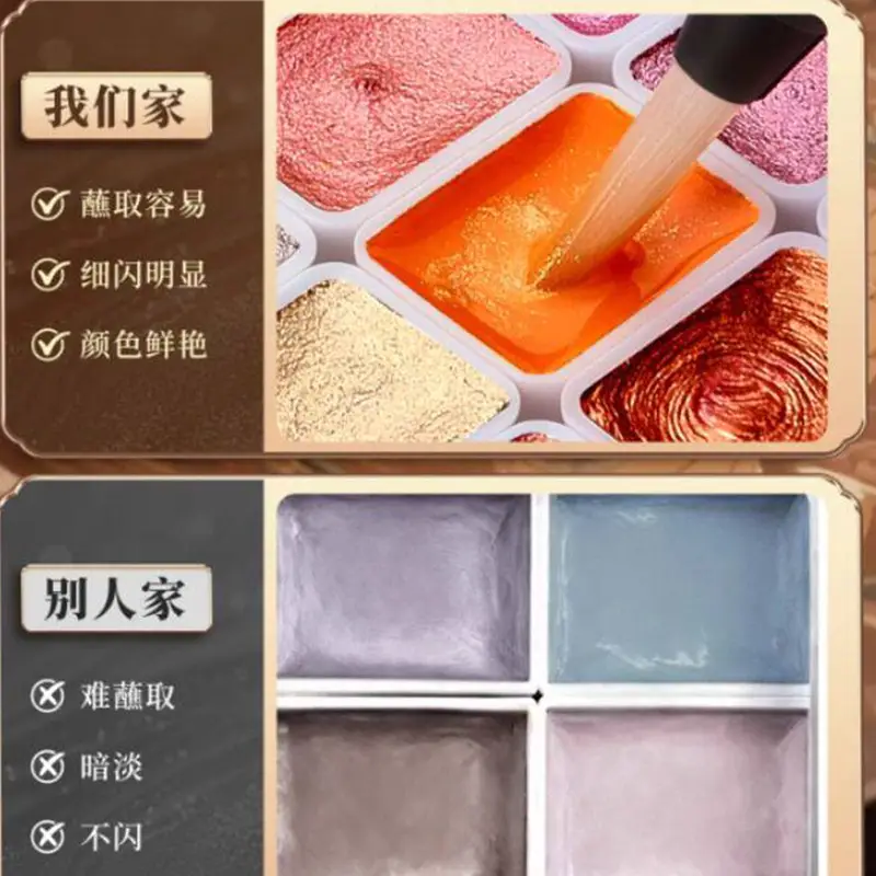 Pearlescent Watercolor Paint Solid Watercolor 180 Colors Dunhuang Pigment Glitter Powder 24 Colors Gold Powder for Traditional Chinese Painting Art Students
