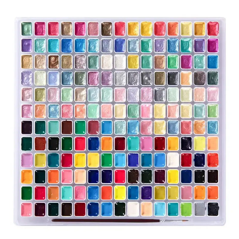 Pearlescent Watercolor Paint Solid Watercolor 180 Colors Dunhuang Pigment Glitter Powder 24 Colors Gold Powder for Traditional Chinese Painting Art Students