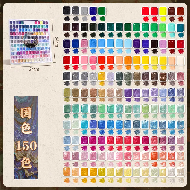 Pearlescent Watercolor Paint Solid Watercolor 180 Colors Dunhuang Pigment Glitter Powder 24 Colors Gold Powder for Traditional Chinese Painting Art Students