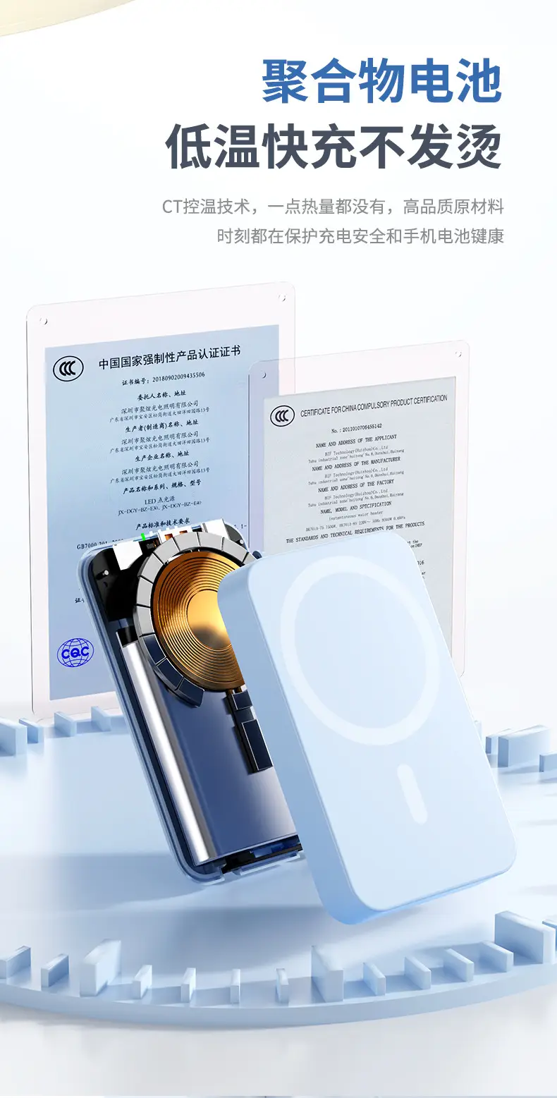 New Model, New Regulations, Certified Cross-Border Foreign Trade Wholesale Magsafe Wireless Magnetic Charging Power Bank with Logo Printing — feature 21