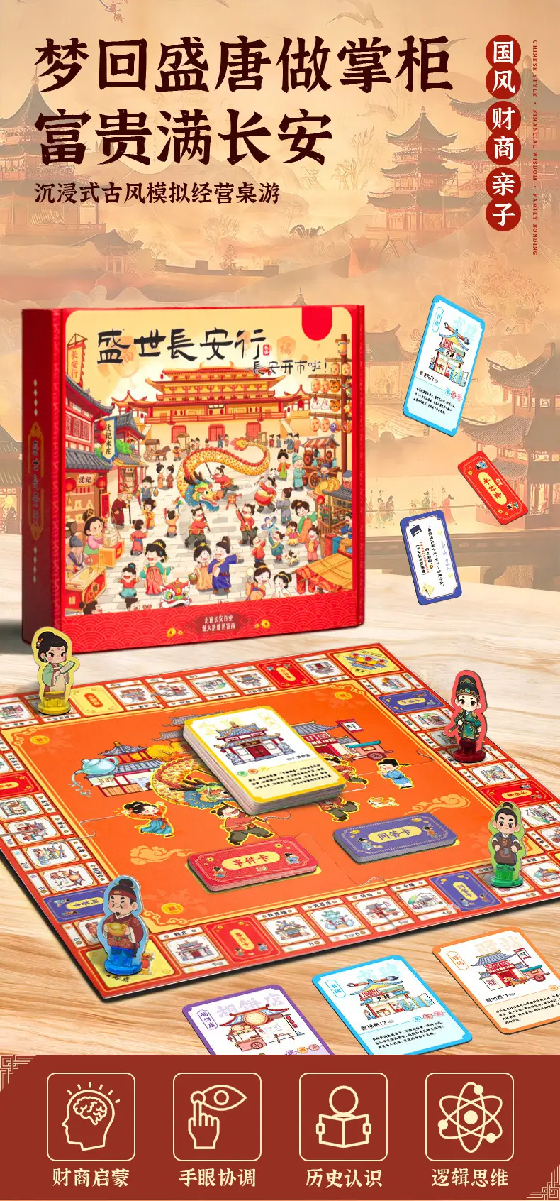 Children's Edition of the Prosperous Chang'An: Financial Intelligence Monopoly Board Game, Educational Handheld Game, Birthday Gift, Tabletop Game — feature 1