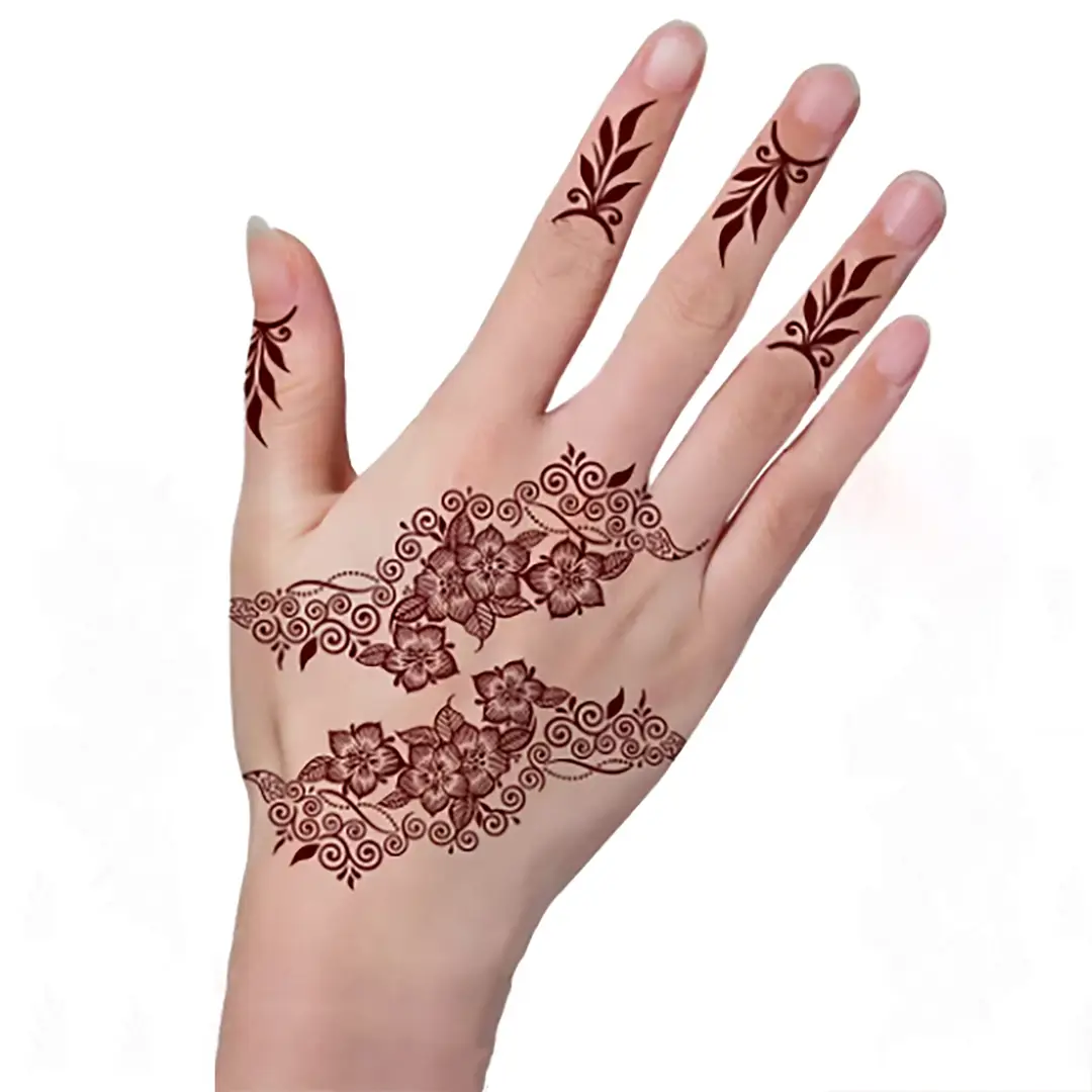 Cross-Border Popular Item: Henna Floral Lace Pattern Tattoo Stickers for the Back of the Hand, Indian Henna Tattoo