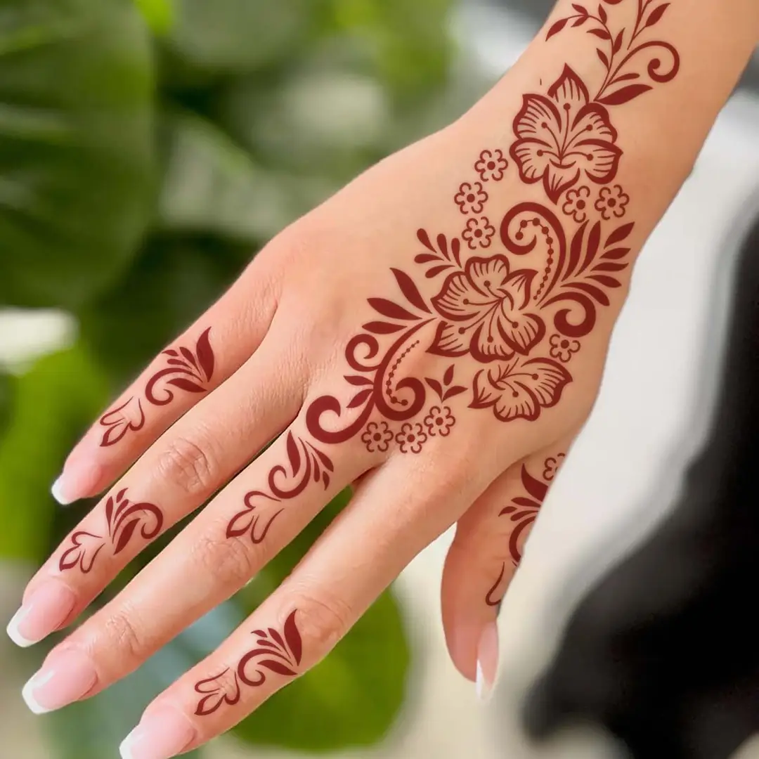 Cross-Border Popular Item: Henna Floral Lace Pattern Tattoo Stickers for the Back of the Hand, Indian Henna Tattoo — feature 7