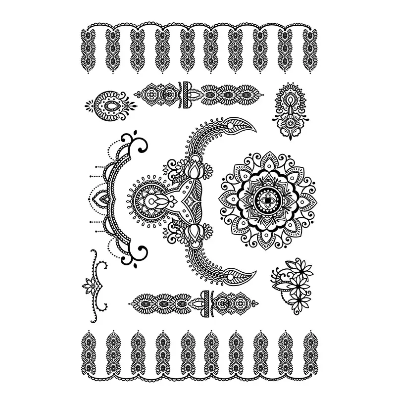 Cross-Border Popular Item: Henna Floral Lace Pattern Tattoo Stickers for the Back of the Hand, Indian Henna Tattoo