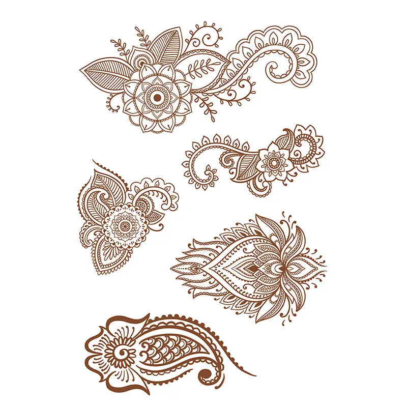 Cross-Border Popular Item: Henna Floral Lace Pattern Tattoo Stickers for the Back of the Hand, Indian Henna Tattoo