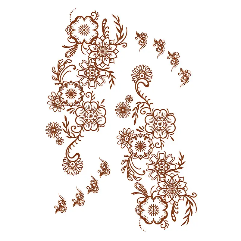Cross-Border Popular Item: Henna Floral Lace Pattern Tattoo Stickers for the Back of the Hand, Indian Henna Tattoo