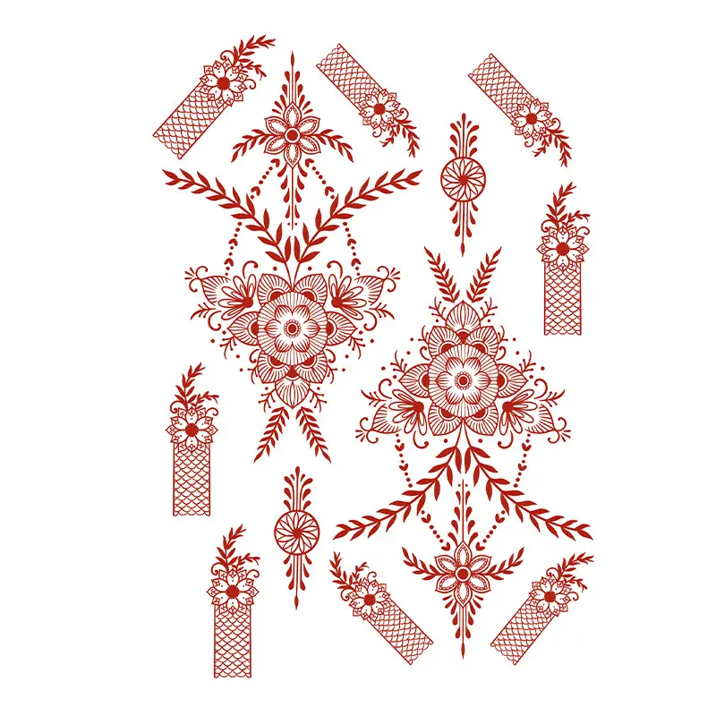 Cross-Border Popular Item: Henna Floral Lace Pattern Tattoo Stickers for the Back of the Hand, Indian Henna Tattoo