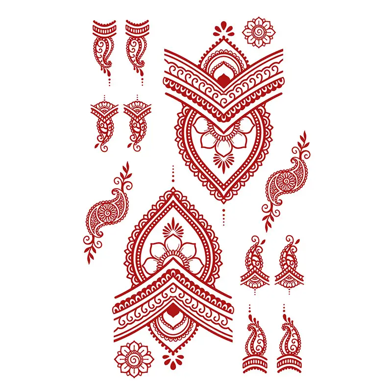 Cross-Border Popular Item: Henna Floral Lace Pattern Tattoo Stickers for the Back of the Hand, Indian Henna Tattoo