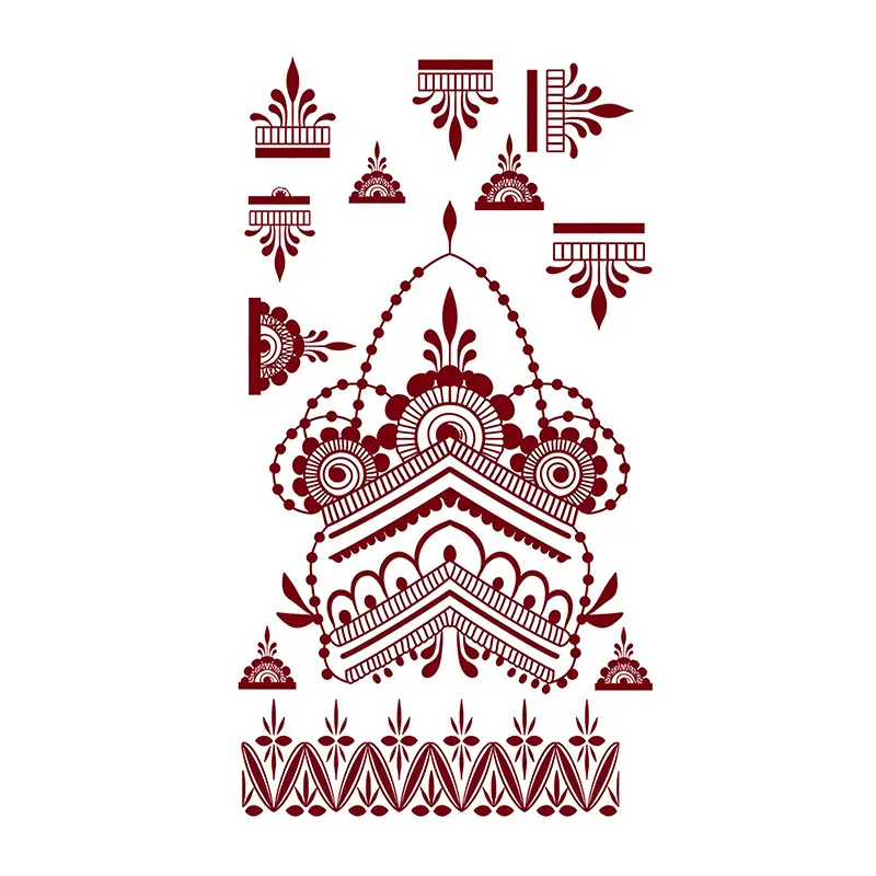 Cross-Border Popular Item: Henna Floral Lace Pattern Tattoo Stickers for the Back of the Hand, Indian Henna Tattoo