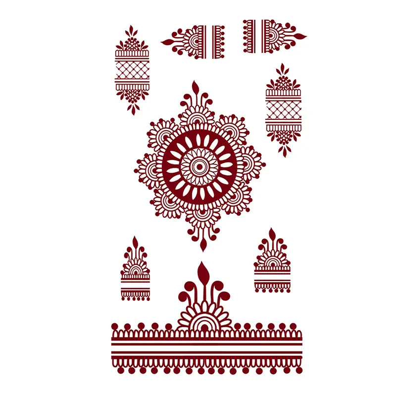 Cross-Border Popular Item: Henna Floral Lace Pattern Tattoo Stickers for the Back of the Hand, Indian Henna Tattoo