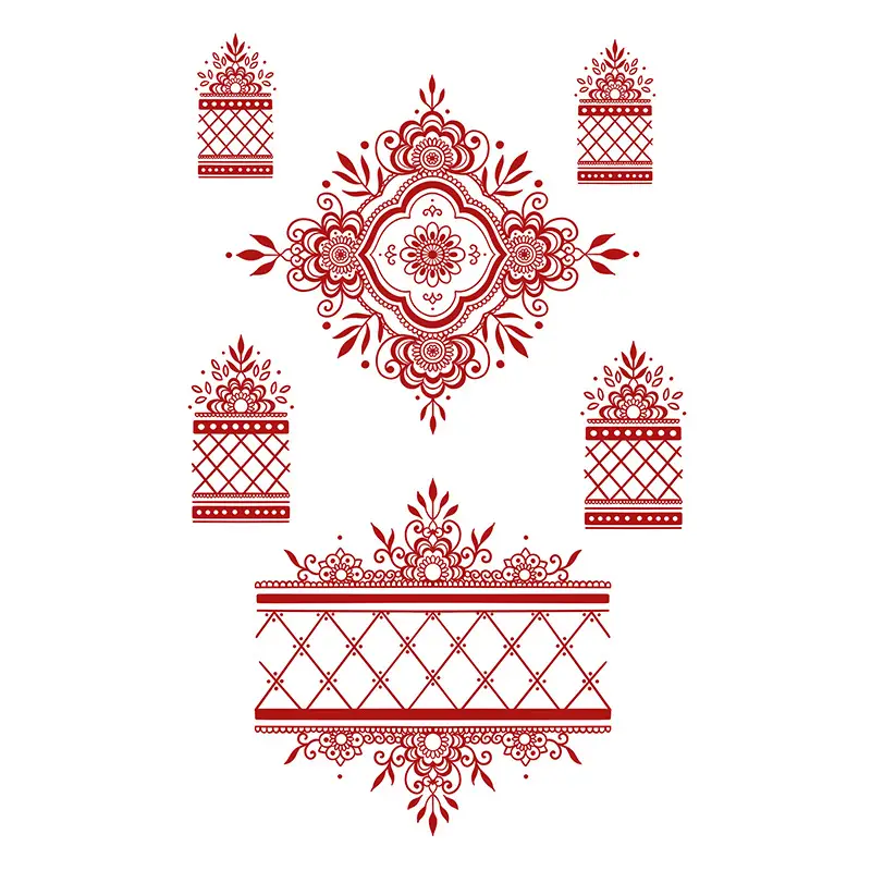 Cross-Border Popular Item: Henna Floral Lace Pattern Tattoo Stickers for the Back of the Hand, Indian Henna Tattoo