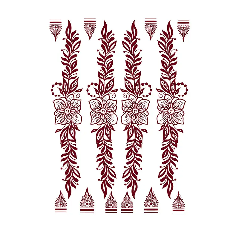 Cross-Border Popular Item: Henna Floral Lace Pattern Tattoo Stickers for the Back of the Hand, Indian Henna Tattoo