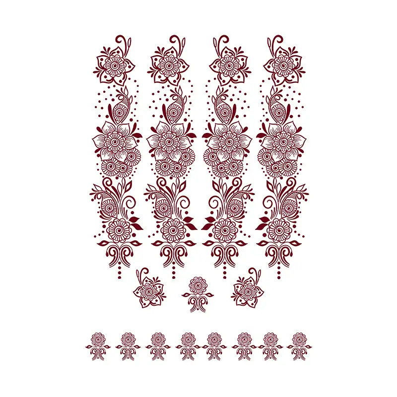 Cross-Border Popular Item: Henna Floral Lace Pattern Tattoo Stickers for the Back of the Hand, Indian Henna Tattoo