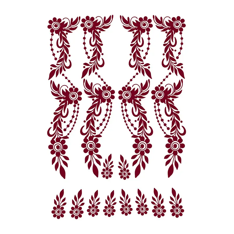 Cross-Border Popular Item: Henna Floral Lace Pattern Tattoo Stickers for the Back of the Hand, Indian Henna Tattoo