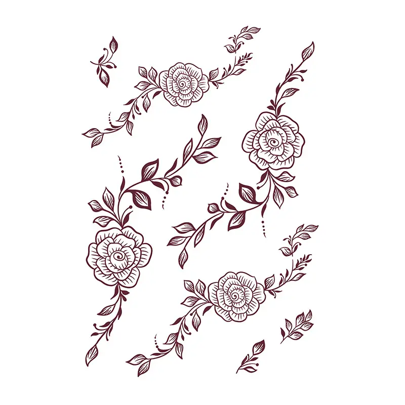 Cross-Border Popular Item: Henna Floral Lace Pattern Tattoo Stickers for the Back of the Hand, Indian Henna Tattoo