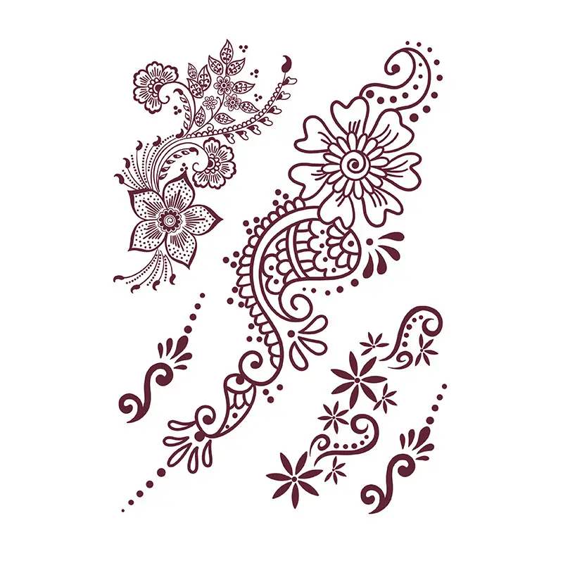 Cross-Border Popular Item: Henna Floral Lace Pattern Tattoo Stickers for the Back of the Hand, Indian Henna Tattoo