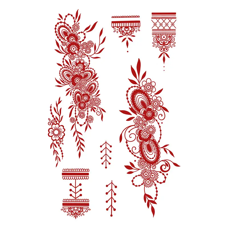 Cross-Border Popular Item: Henna Floral Lace Pattern Tattoo Stickers for the Back of the Hand, Indian Henna Tattoo