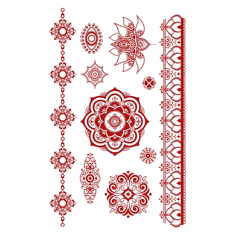 Cross-Border Popular Item: Henna Floral Lace Pattern Tattoo Stickers for the Back of the Hand, Indian Henna Tattoo