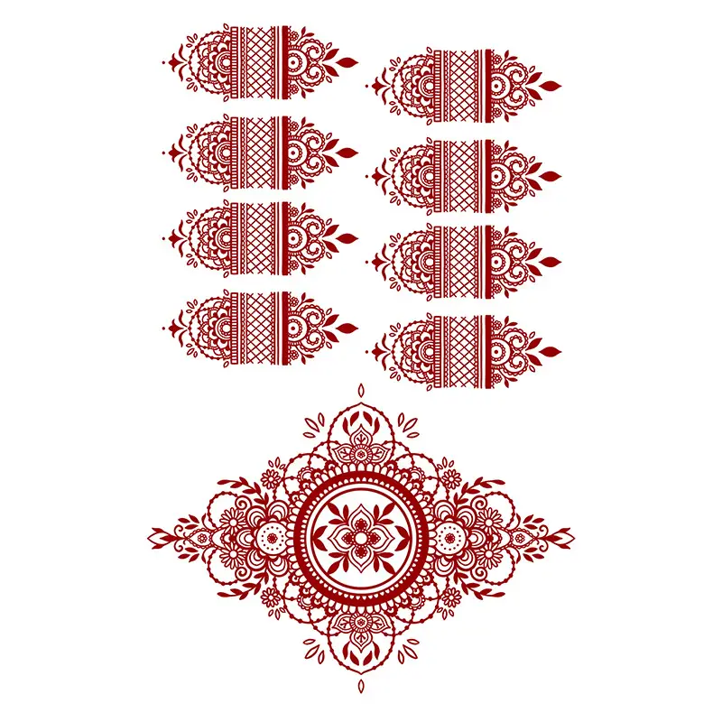 Cross-Border Popular Item: Henna Floral Lace Pattern Tattoo Stickers for the Back of the Hand, Indian Henna Tattoo