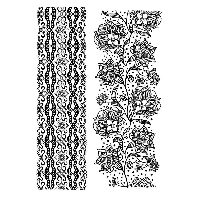 Cross-Border Popular Item: Henna Floral Lace Pattern Tattoo Stickers for the Back of the Hand, Indian Henna Tattoo