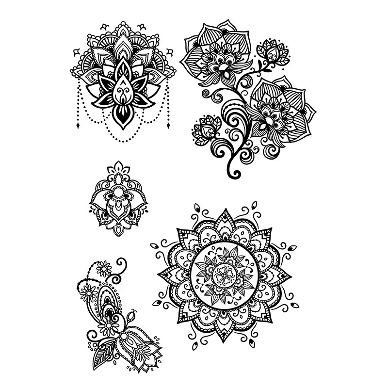 Cross-Border Popular Item: Henna Floral Lace Pattern Tattoo Stickers for the Back of the Hand, Indian Henna Tattoo
