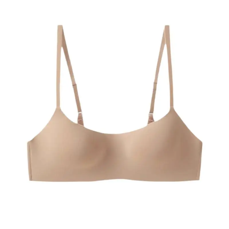 Women's Skin-Colored Invisible Seamless Bra for Small Busts, Low-Cut Half-Cup Summer Thin Style, Beautiful Back Seamless Bra