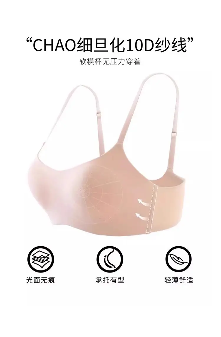 Women's Skin-Colored Invisible Seamless Bra for Small Busts, Low-Cut Half-Cup Summer Thin Style, Beautiful Back Seamless Bra — feature 3