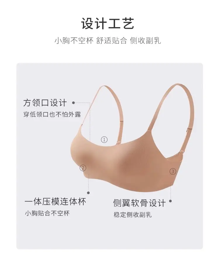 Women's Skin-Colored Invisible Seamless Bra for Small Busts, Low-Cut Half-Cup Summer Thin Style, Beautiful Back Seamless Bra — feature 6