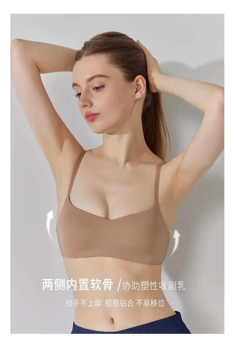 Women's Skin-Colored Invisible Seamless Bra for Small Busts, Low-Cut Half-Cup Summer Thin Style, Beautiful Back Seamless Bra — feature 8