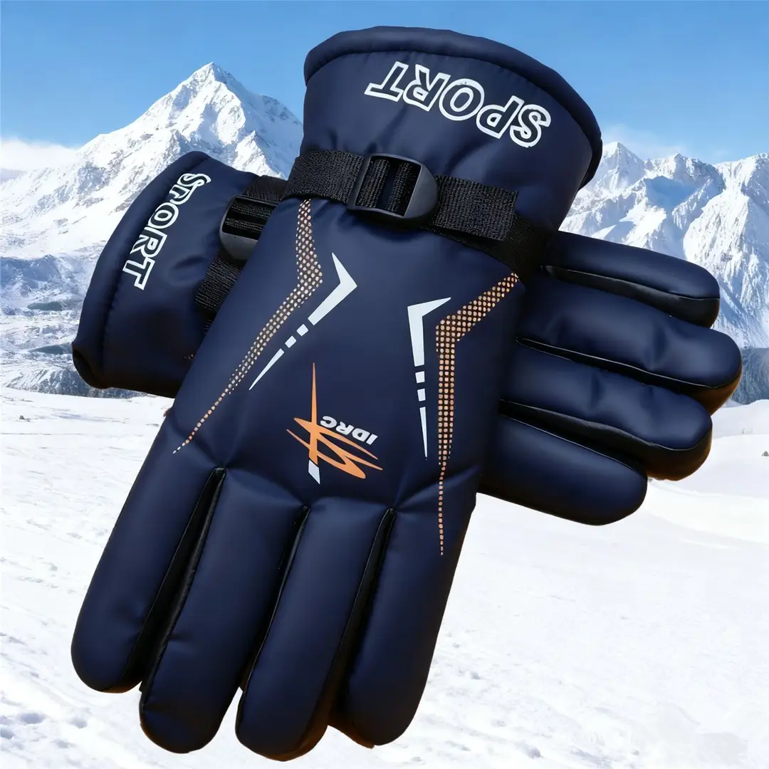 Extra Wide, Large, and Thick Men's Gloves, Large Cotton, Warm, Non-Slip, Warm-Weather, Winter Fleece-Lined, for Riding Motorcycles, Cold-Proof