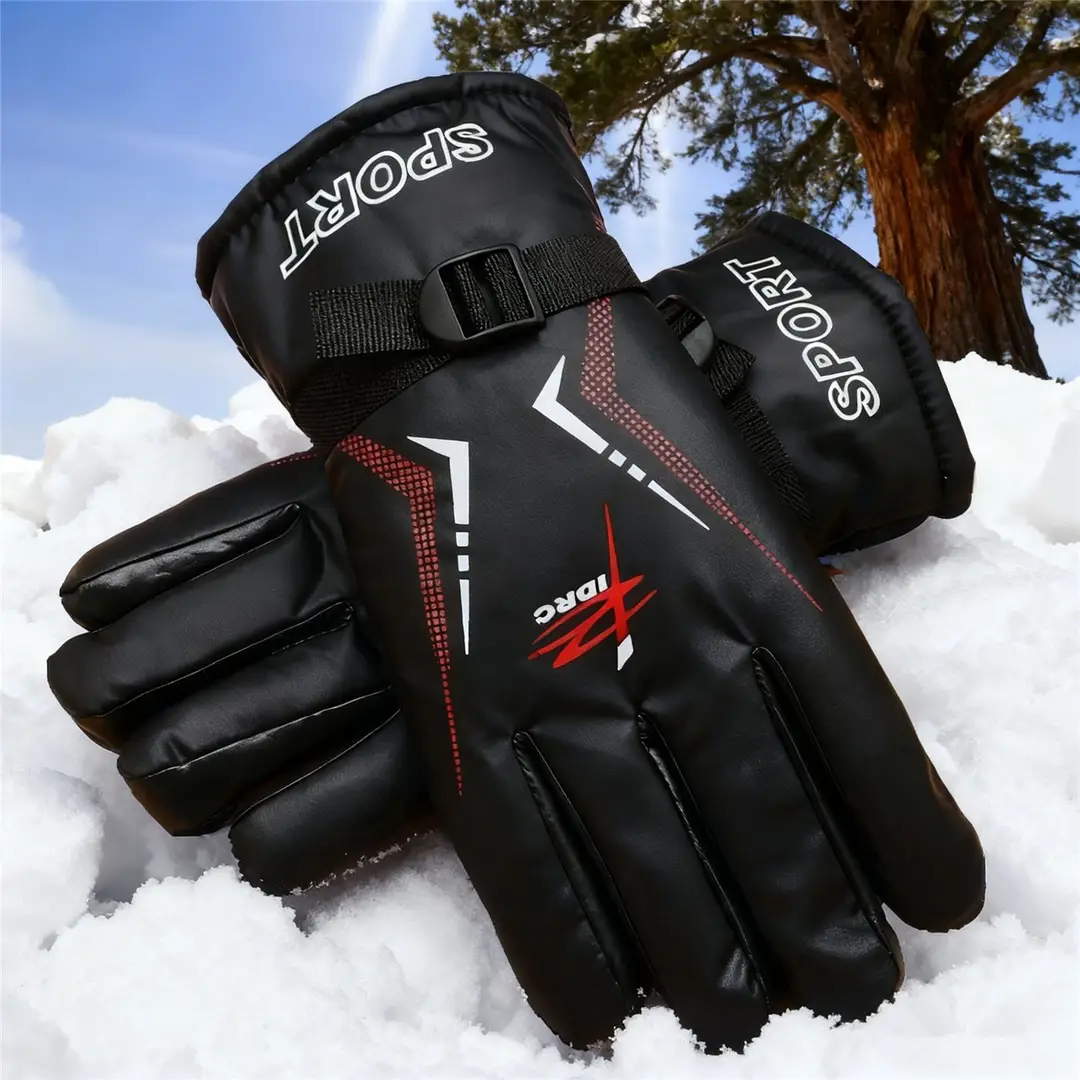 Extra Wide, Large, and Thick Men's Gloves, Large Cotton, Warm, Non-Slip, Warm-Weather, Winter Fleece-Lined, for Riding Motorcycles, Cold-Proof