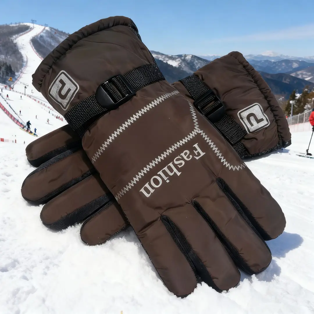 Extra Wide, Large, and Thick Men's Gloves, Large Cotton, Warm, Non-Slip, Warm-Weather, Winter Fleece-Lined, for Riding Motorcycles, Cold-Proof