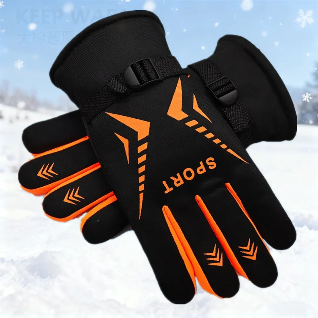 Extra Wide, Large, and Thick Men's Gloves, Large Cotton, Warm, Non-Slip, Warm-Weather, Winter Fleece-Lined, for Riding Motorcycles, Cold-Proof