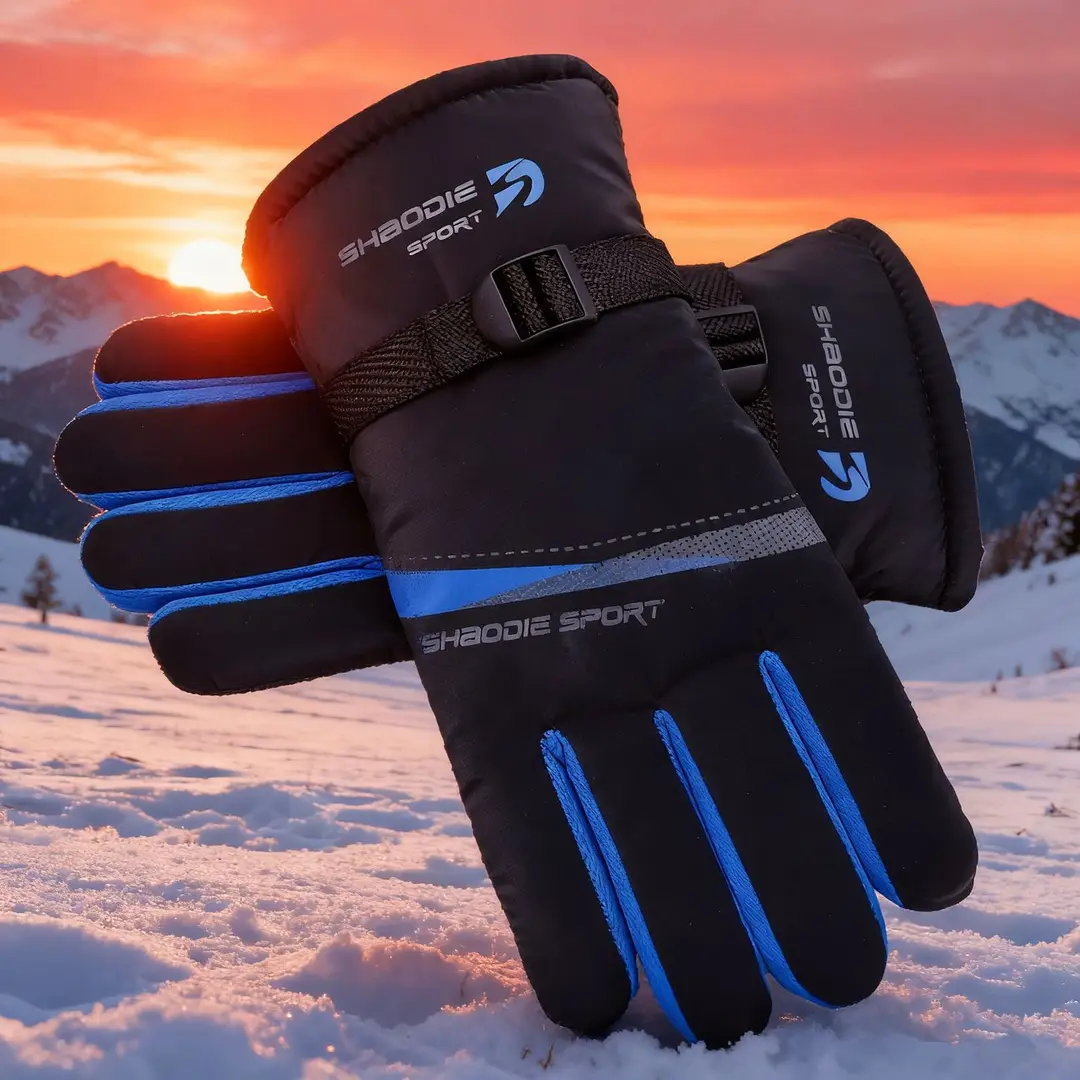 Extra Wide, Large, and Thick Men's Gloves, Large Cotton, Warm, Non-Slip, Warm-Weather, Winter Fleece-Lined, for Riding Motorcycles, Cold-Proof
