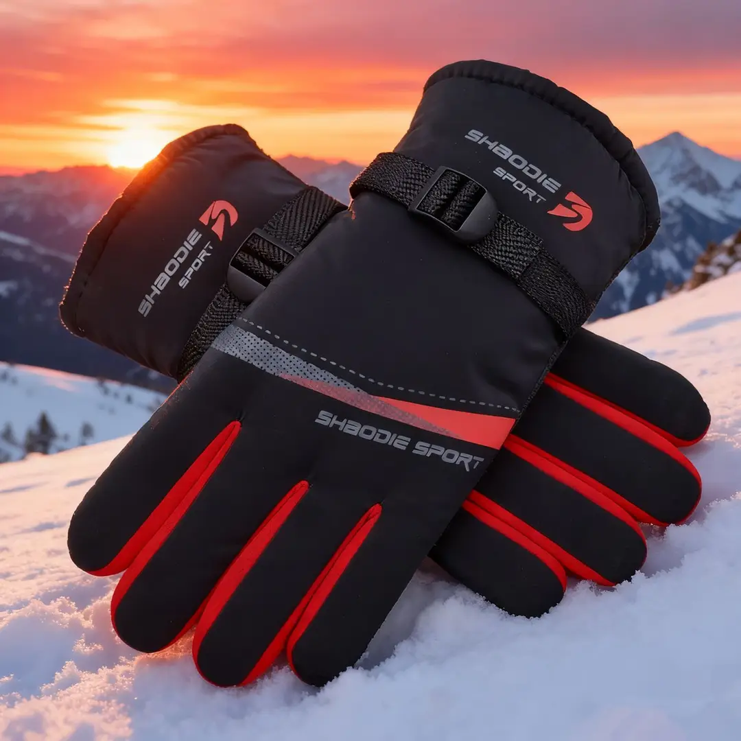 Extra Wide, Large, and Thick Men's Gloves, Large Cotton, Warm, Non-Slip, Warm-Weather, Winter Fleece-Lined, for Riding Motorcycles, Cold-Proof