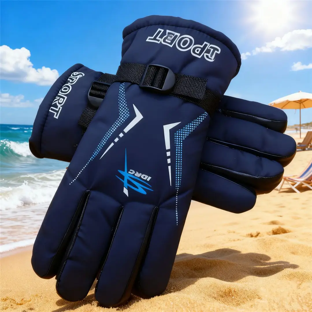 Extra Wide, Large, and Thick Men's Gloves, Large Cotton, Warm, Non-Slip, Warm-Weather, Winter Fleece-Lined, for Riding Motorcycles, Cold-Proof