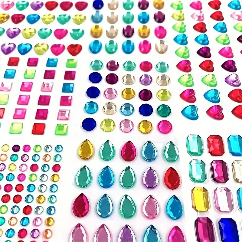 In-Stock Wholesale Small Irregular-Shaped Rhinestone Stickers 3D Heart and Star Stickers Children's DIY Handmade Self-Adhesive Crystal Stickers