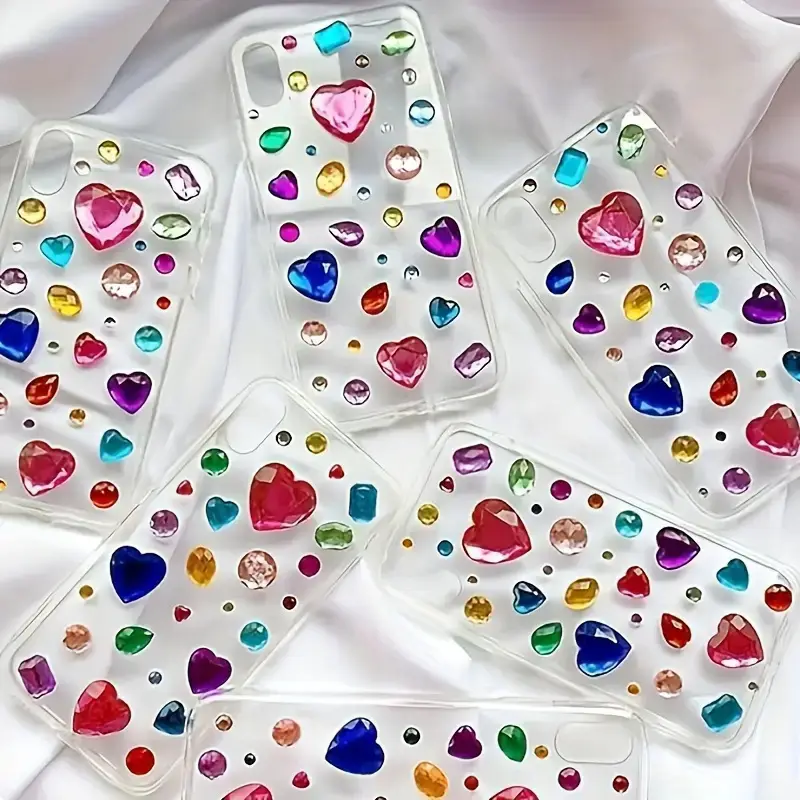 In-Stock Wholesale Small Irregular-Shaped Rhinestone Stickers 3D Heart and Star Stickers Children's DIY Handmade Self-Adhesive Crystal Stickers