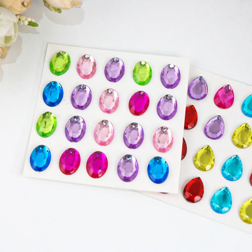 In-Stock Wholesale Small Irregular-Shaped Rhinestone Stickers 3D Heart and Star Stickers Children's DIY Handmade Self-Adhesive Crystal Stickers