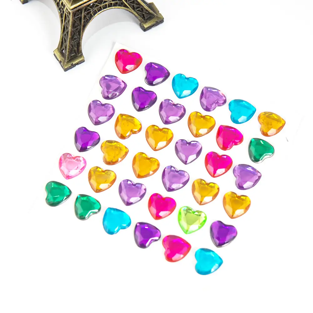 In-Stock Wholesale Small Irregular-Shaped Rhinestone Stickers 3D Heart and Star Stickers Children's DIY Handmade Self-Adhesive Crystal Stickers
